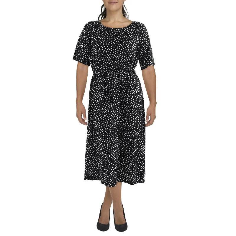 cocktail dressKasper Womens Plus Polka Dot Midi Wear To Work Dress