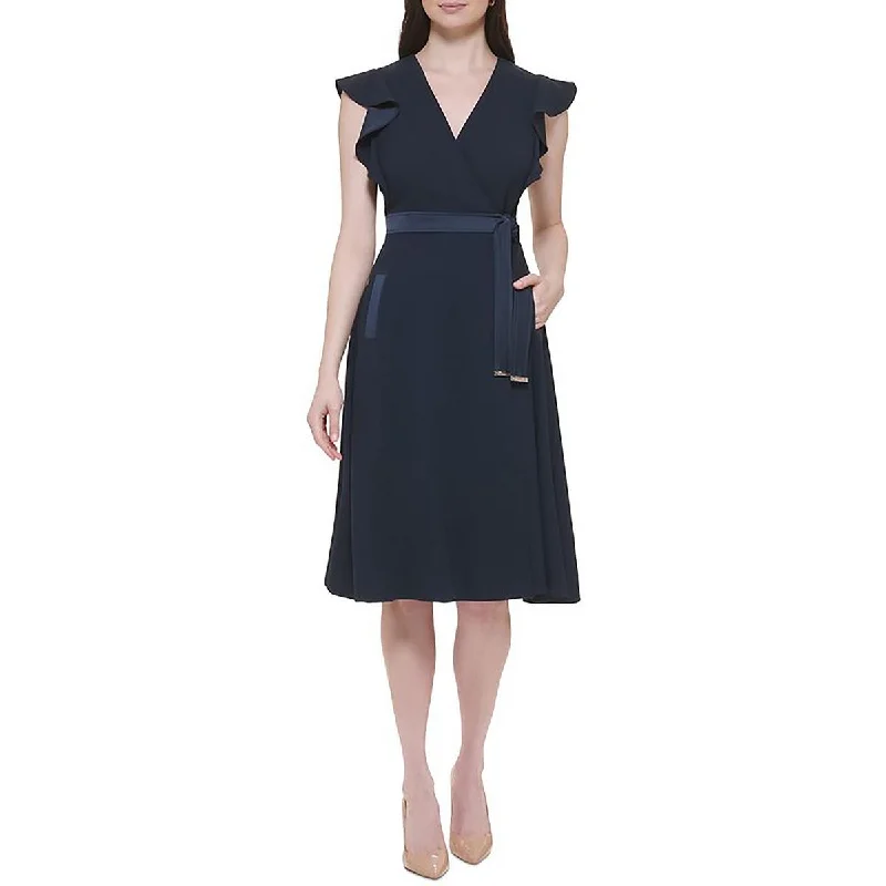 fitted bodycon dressTommy Hilfiger Womens Crepe Midi Wrap Dress