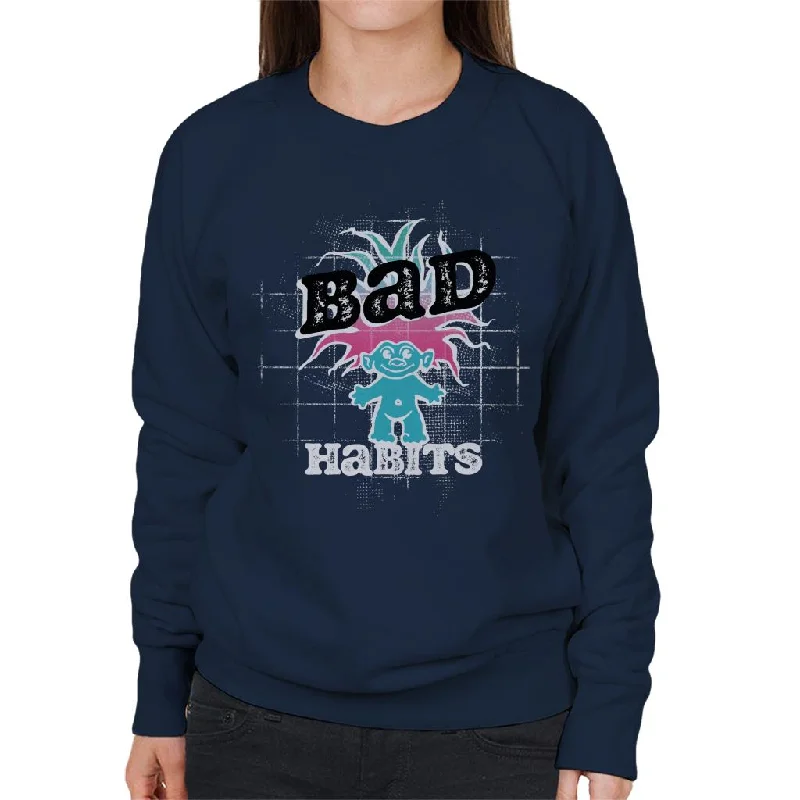 premium athletic sweatshirtTrolls Bad Habits Pink And Blue Gradient Hair Women's Sweatshirt