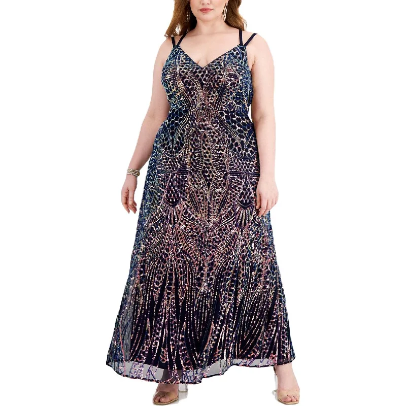 trendy mini dressMorgan & Co. Womens Plus Sequined Long Evening Dress