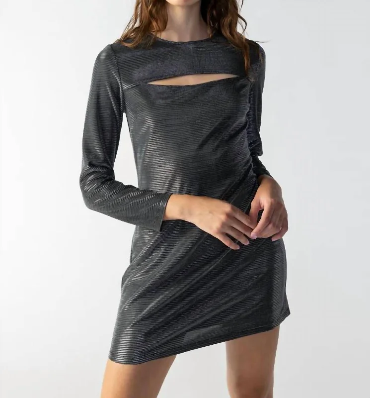 puff sleeve dressNight Disco Dress In Silver Metallic