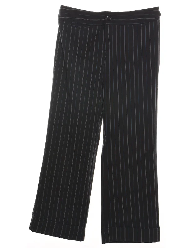 puffer jacketPinstriped Black & Blue Wide-Leg Trousers - W36 L31