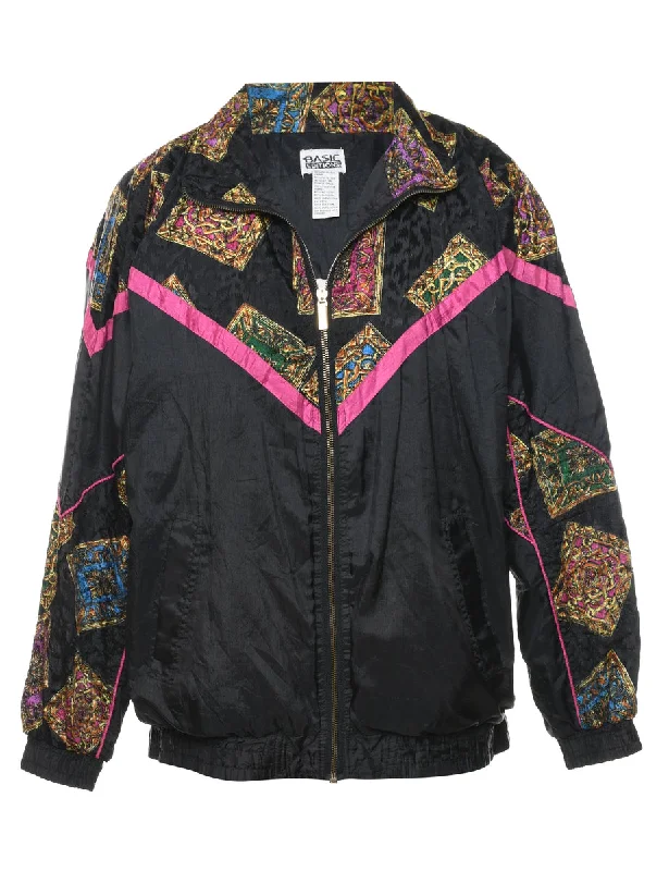 contemporary coatBlack, Gold & Pink Patterned Nylon Jacket - S