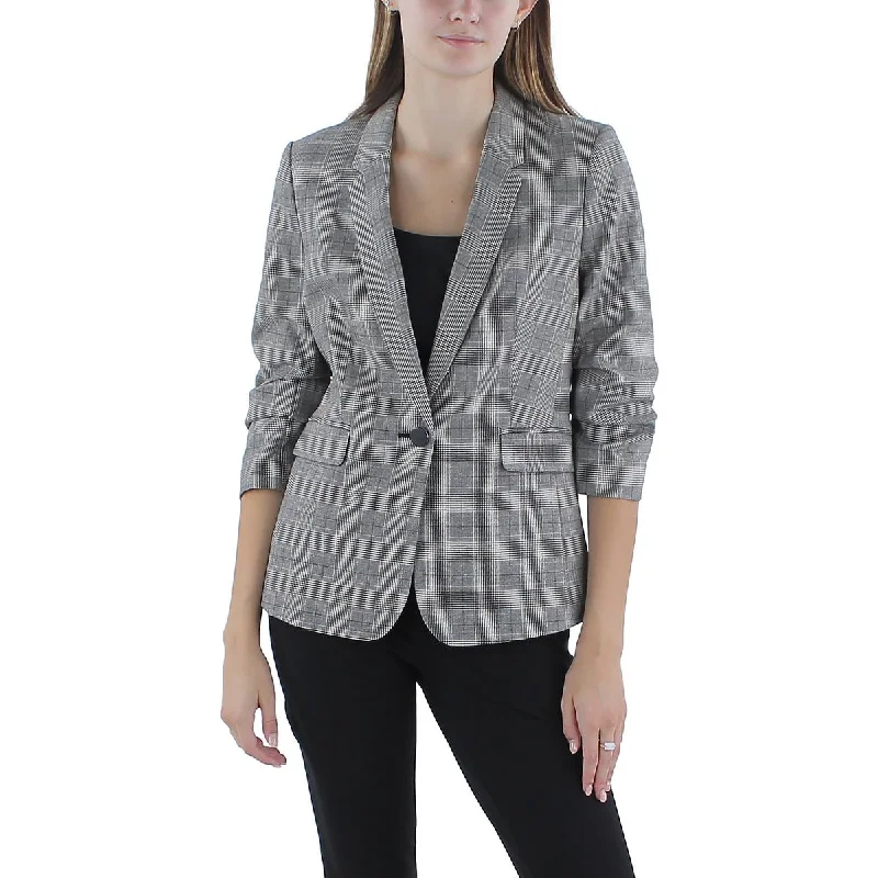 street style coatPetites Womens Ruched Suit Separate One-Button Blazer