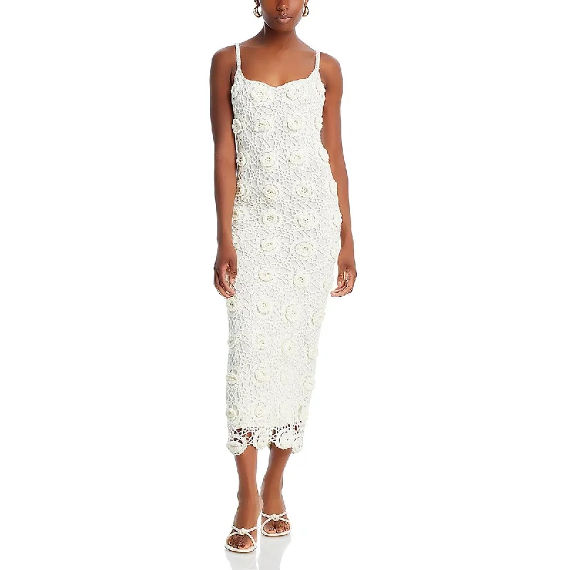 chic shift dressFore Womens Crochet Floral Maxi Dress