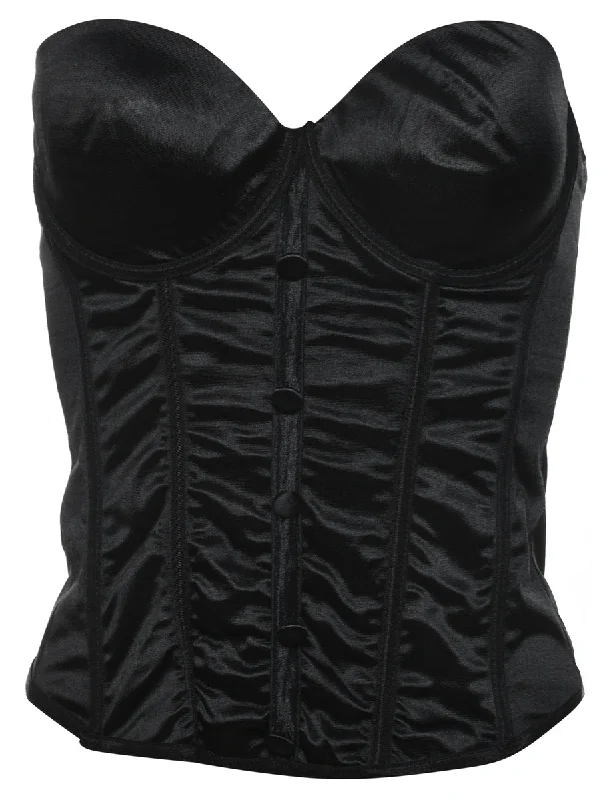 minimalist jacketBlack Shiny Ruched Bustier - S