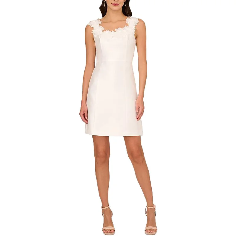 form-fitting dressAdrianna Papell Womens Rosette Sleeveless Sheath Dress