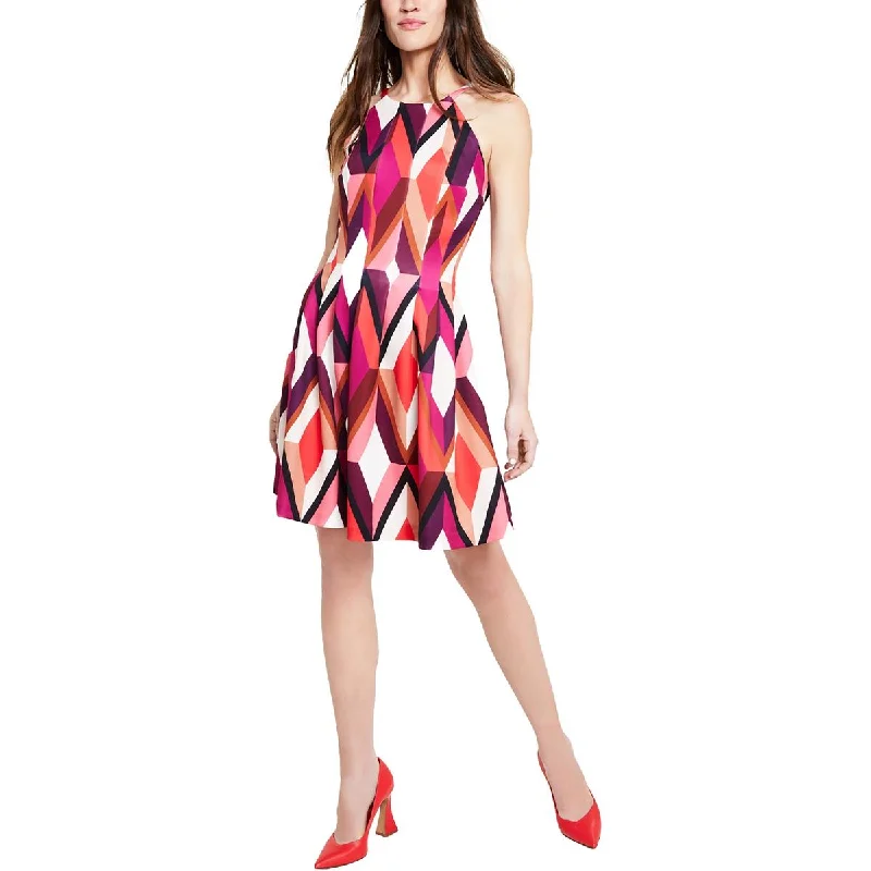 draped dressVince Camuto Womens Above Knee Printed Fit & Flare Dress