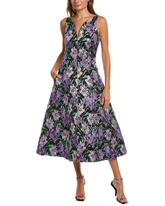 spaghetti strap dressCarolina Herrera Brocade Midi Dress