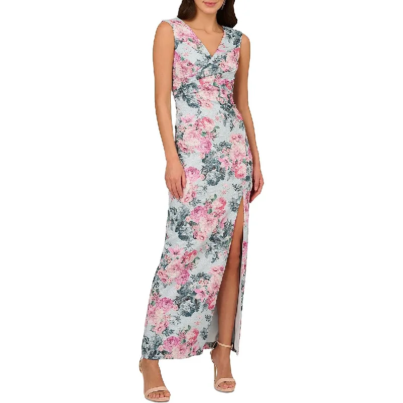 one-shoulder dressAdrianna Papell Womens Jacquard Floral Evening Dress