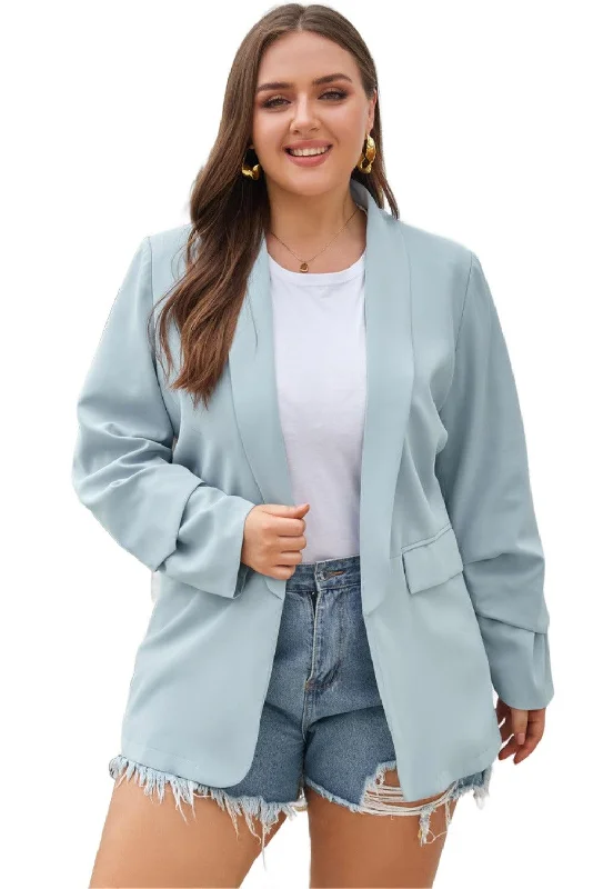 fashion coat with hoodPlus Size Shawl Collar Long Sleeve Blazer