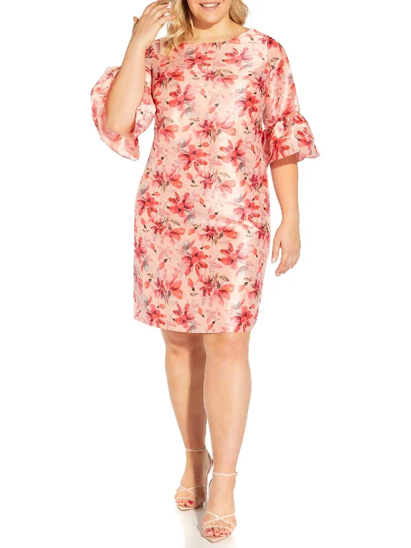 playful dressPlus Womens Floral Print Knee-Length Shift Dress