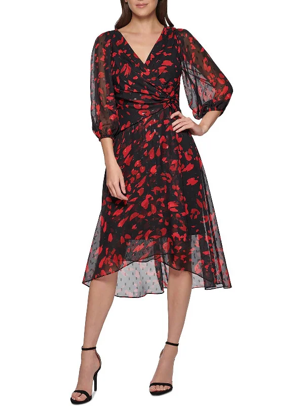 office dressWomens Printed Calf Midi Dress