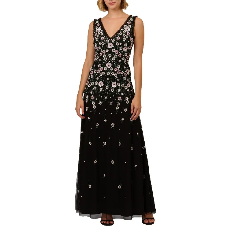 summer dressAdrianna Papell Womens Floral Beaded Evening Dress