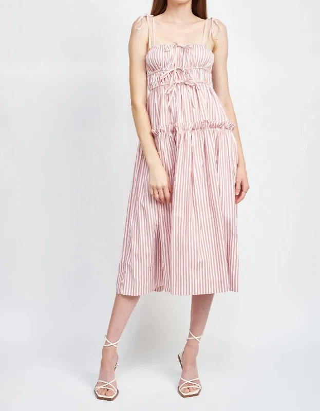 vintage dressStriped Sleeveless Dress In Pink