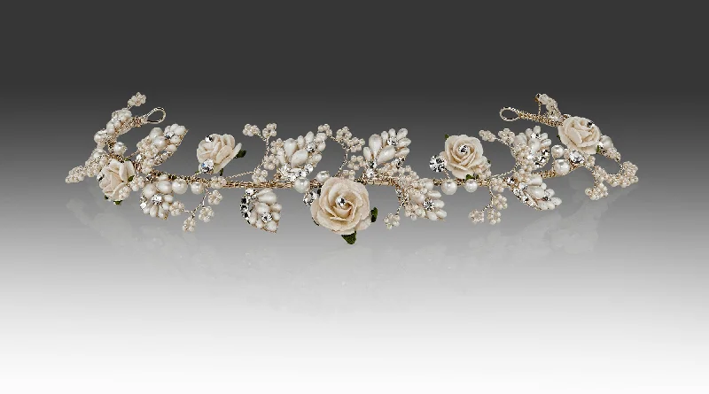 ruched dressVictorian Ivory Beaded Tiara Vine