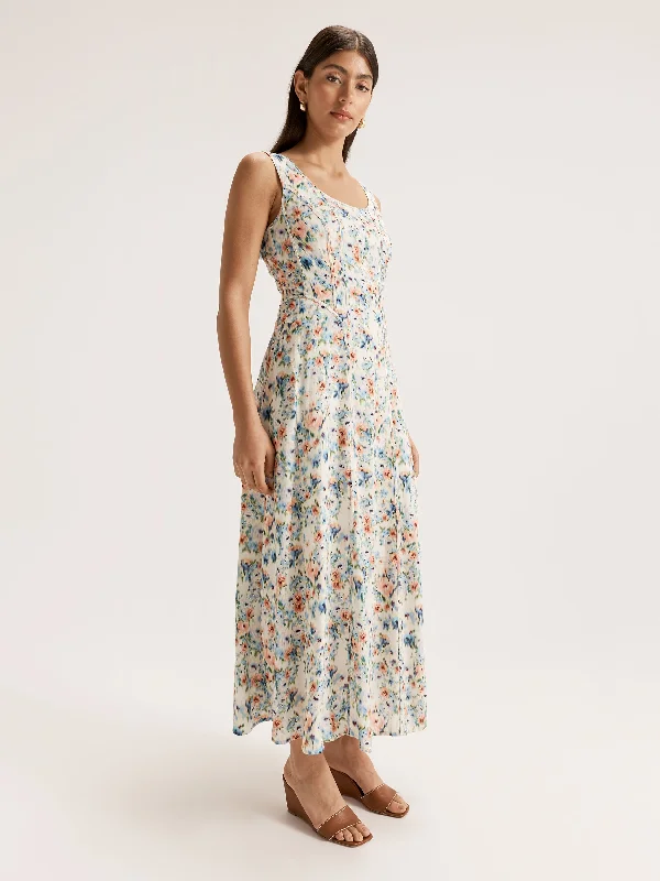 relaxed fit dressHazy Floral Panelled Dress