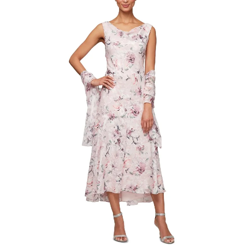 printed dressAlex Evenings Womens Floral Sleeveless Semi-Formal Dress