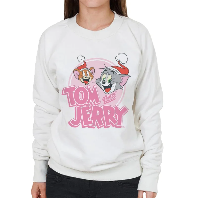 fitted workout hoodieTom and Jerry Christmas Wearing Festive Hats Women's Sweatshirt