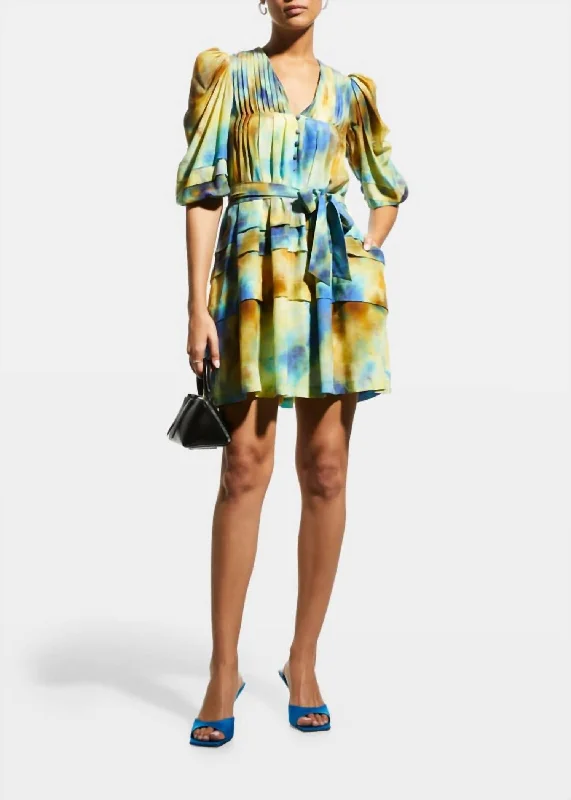 cocktail party dressCharlie Dress In Blue/gold Tie-Dye