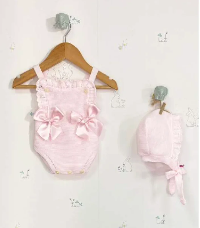 ashionable dressPink Knit Romper Set