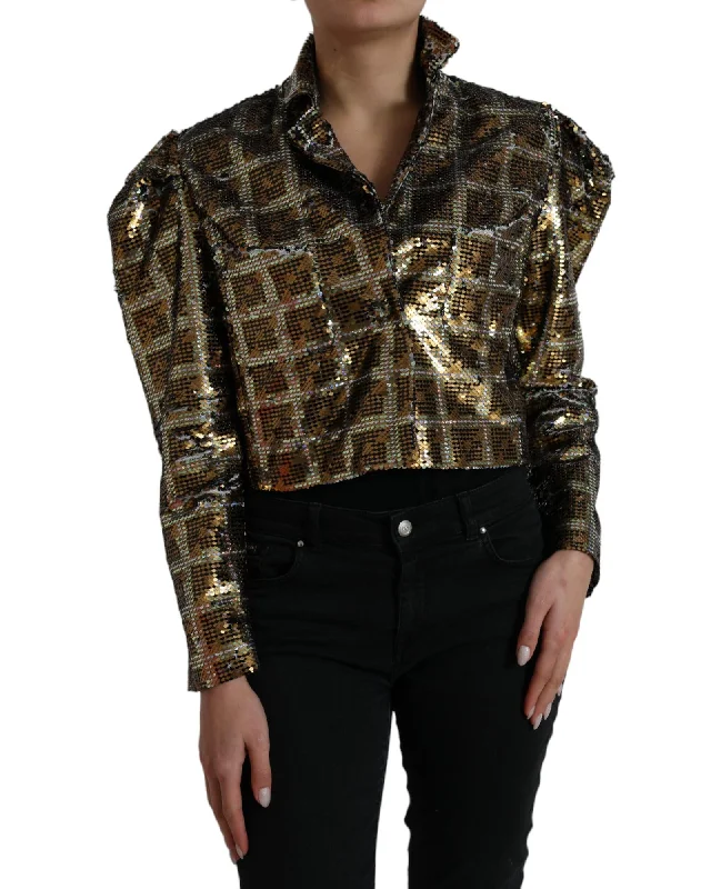 cozy coatDolce & Gabbana  Women's Gold Sequin Blouse