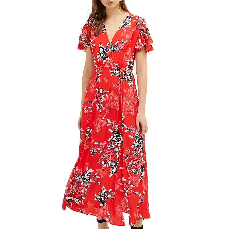 casual summer dressFrench Connection Womens Coletta Floral Side Slits Maxi Dress