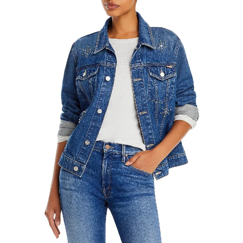 fashion-forward coatThe Bruiser Womens Embellished Denim Denim Jacket