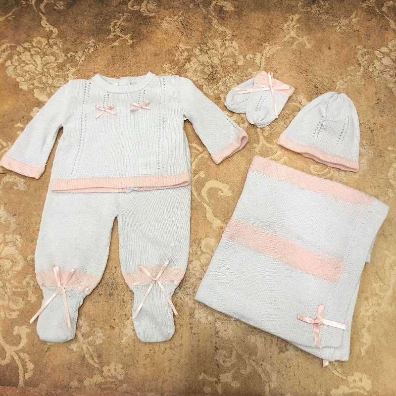 trendy dressWhite and Pink Stripe Knit Set