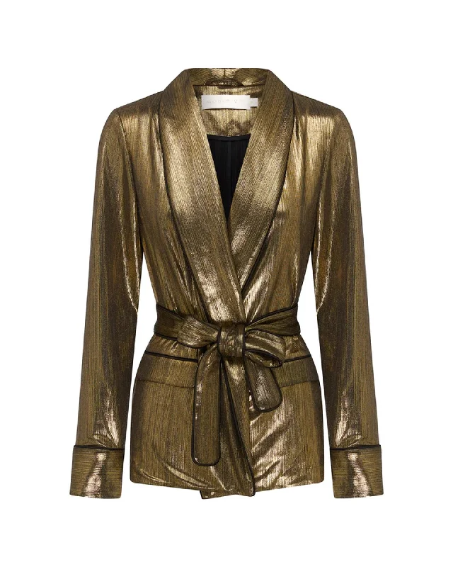 stylish coatMode d'Vie Gold and Black Piping Jacket