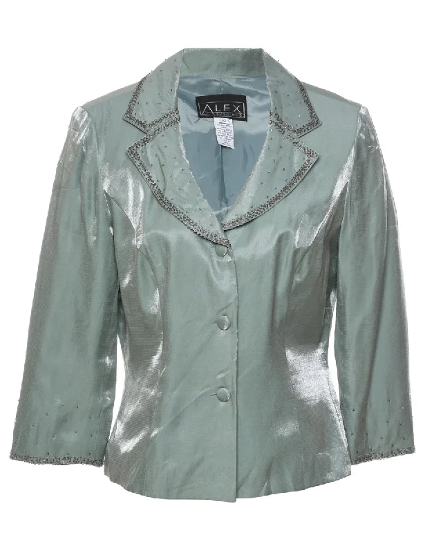 retro coatClassic Silver Metallic Evening Jacket - M