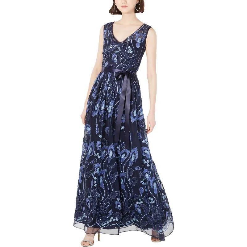 chic wrap dressR&M Richards Womens Petites Embroidered Maxi Evening Dress