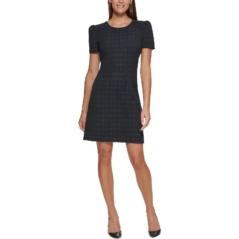 chic slip dressTommy Hilfiger Womens Petites Metallic Plaid Shift Dress