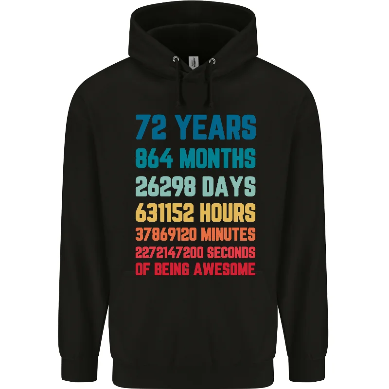 cozy hooded sweatshirt72nd Birthday 72 Year Old Mens 80% Cotton Hoodie