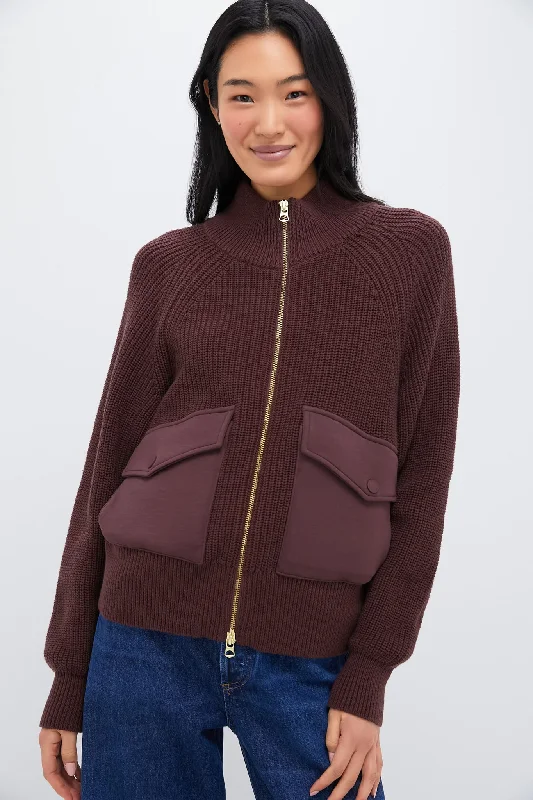 zip-up jacketDeep Mahogany Tessa Knit Jacket