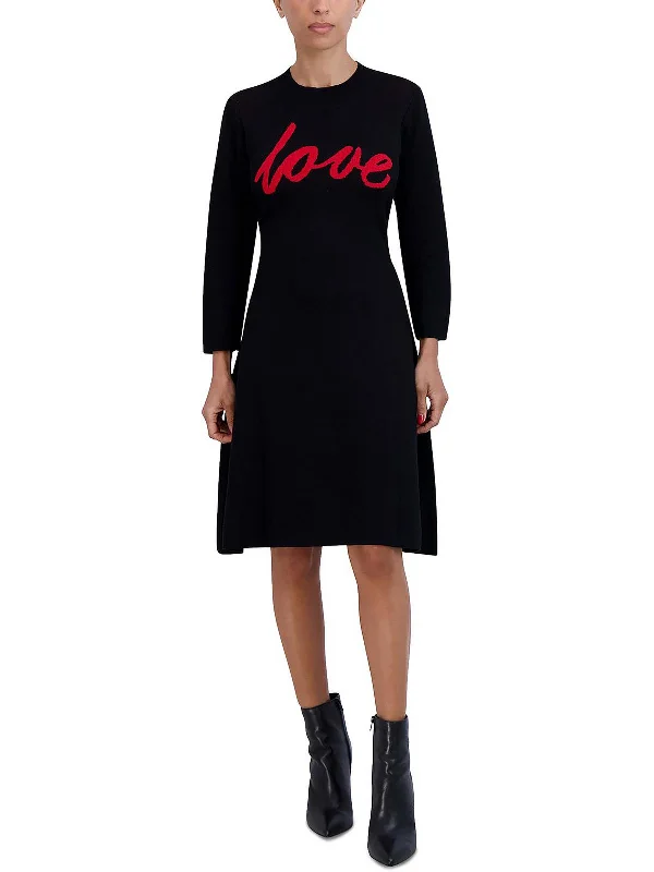 classic fit-and-flare dressPlus Womens Knit Graphic Sweaterdress