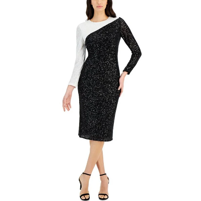 stylish dressAnne Klein Womens Below Knee Sequined Midi Dress