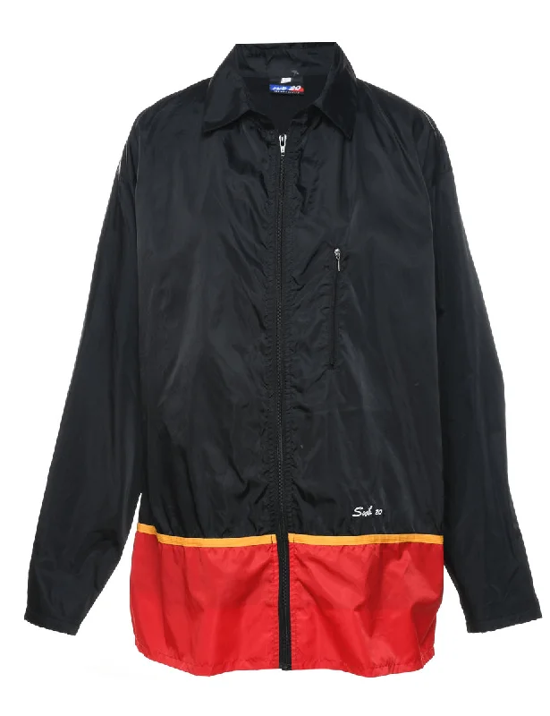 vintage coatBlack, Red & Yellow Nylon Jacket - L