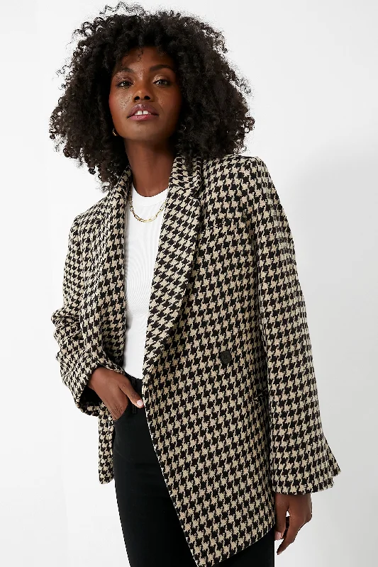 fashion-forward coatBlack and Nude Houndstooth Kaia Blazer