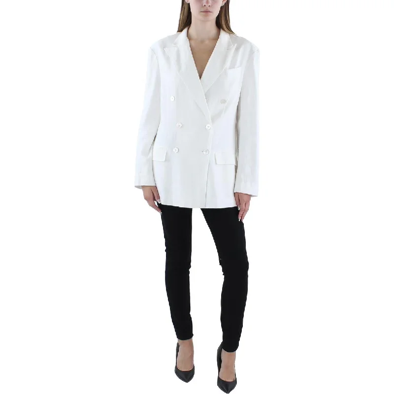 high-quality coatWomens Linen Office Double-Breasted Blazer