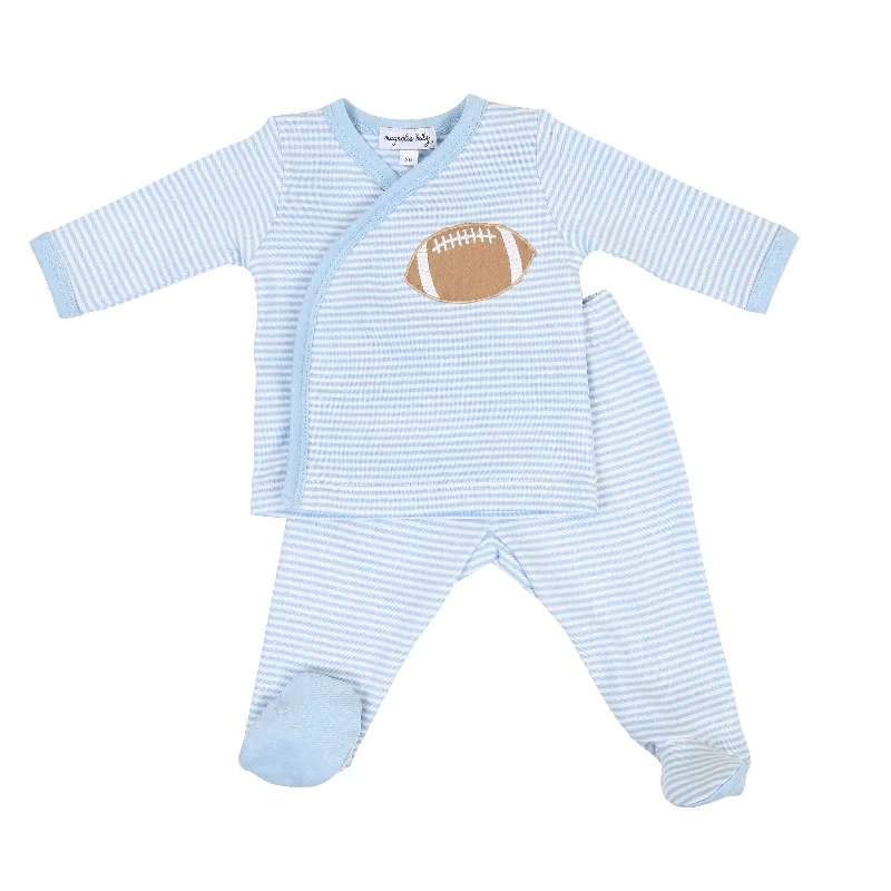 satin dressMagnolia Baby Footed Football Set