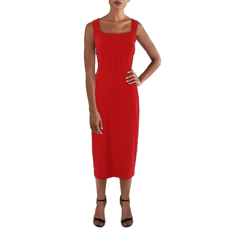 puff sleeve dressB&A by Betsy and Adam Womens Corset Midi Sheath Dress