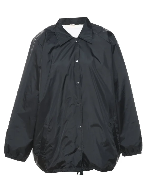 sleek and warm coatBlack Nylon Jacket - L