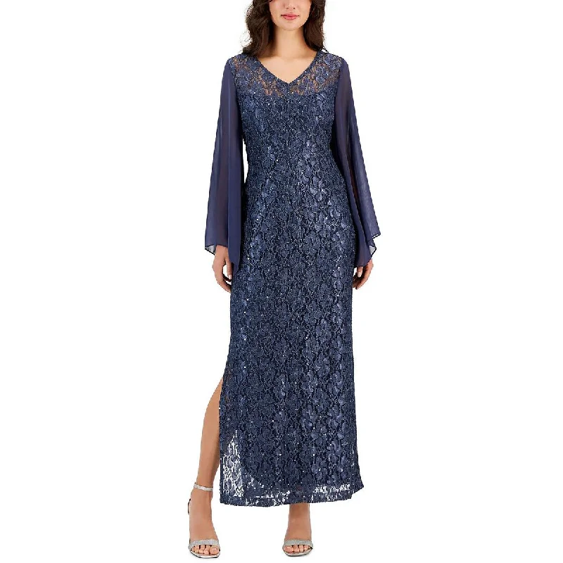 midi dressConnected Apparel Womens Slit Lace Evening Dress