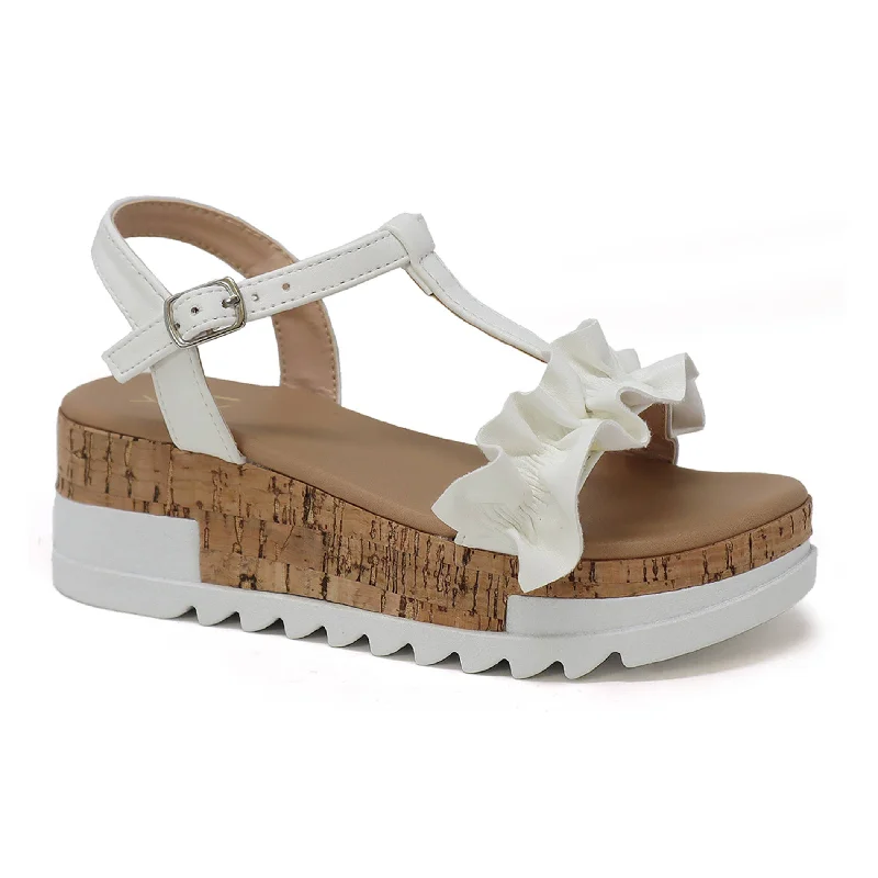 elegant dressGirls White Wedge Sandal