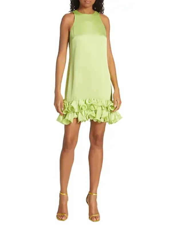 velvet dressFeather Dress In Lime Green