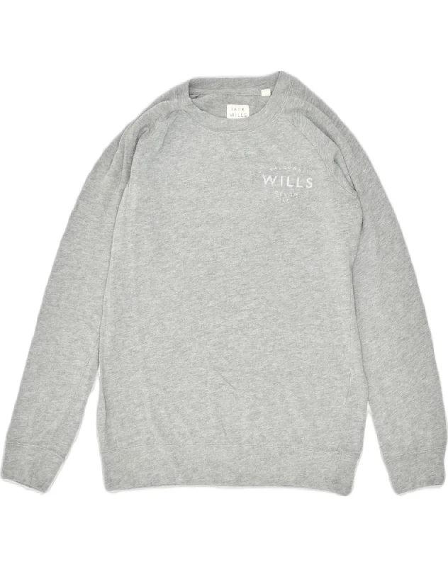 trendy hooded sweatshirtJACK WILLS Womens Sweatshirt Jumper UK 10 Small Grey Cotton