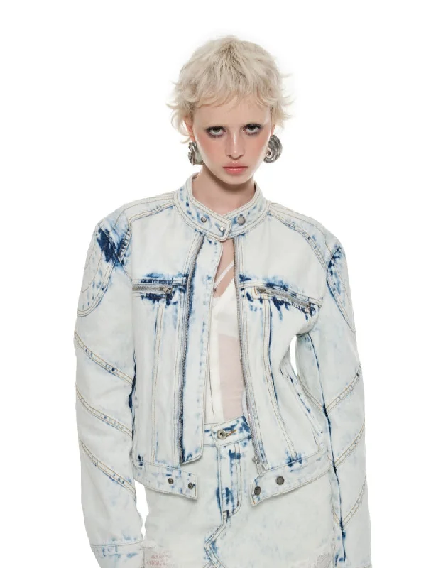 insulated trench coatLight Blue Denim Biker Jacket