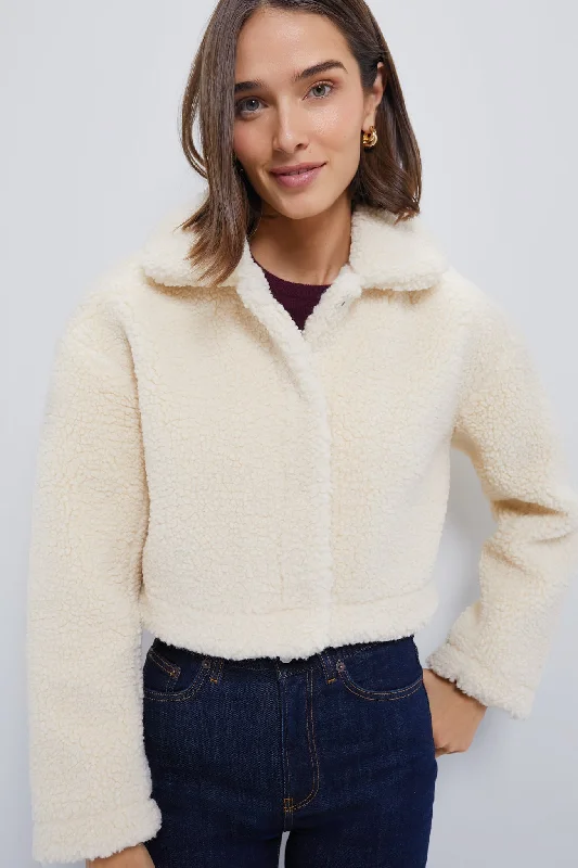 cozy fleece coatCream Sherpa Sara Crop Jacket