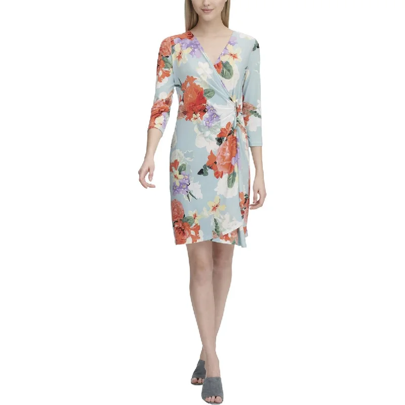 trendy wrap dressCalvin Klein Womens Floral Surplice Wrap Dress